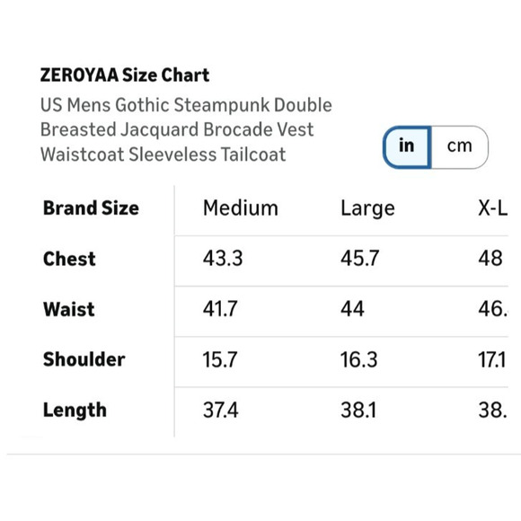 NWT Zeroyaa Black Jacquard Double-Breasted Vest Tailcoat L Gothic Steampunk - Picture 9 of 9